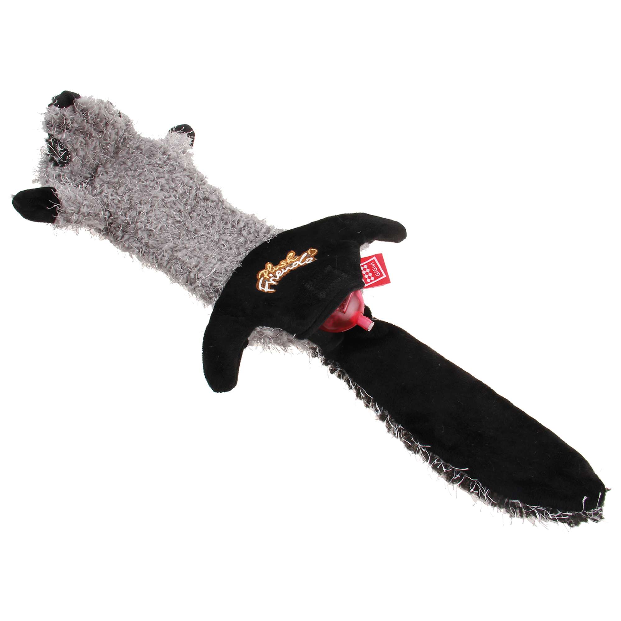 Juguete Plush Friendz con forma de mapache de GIGWI