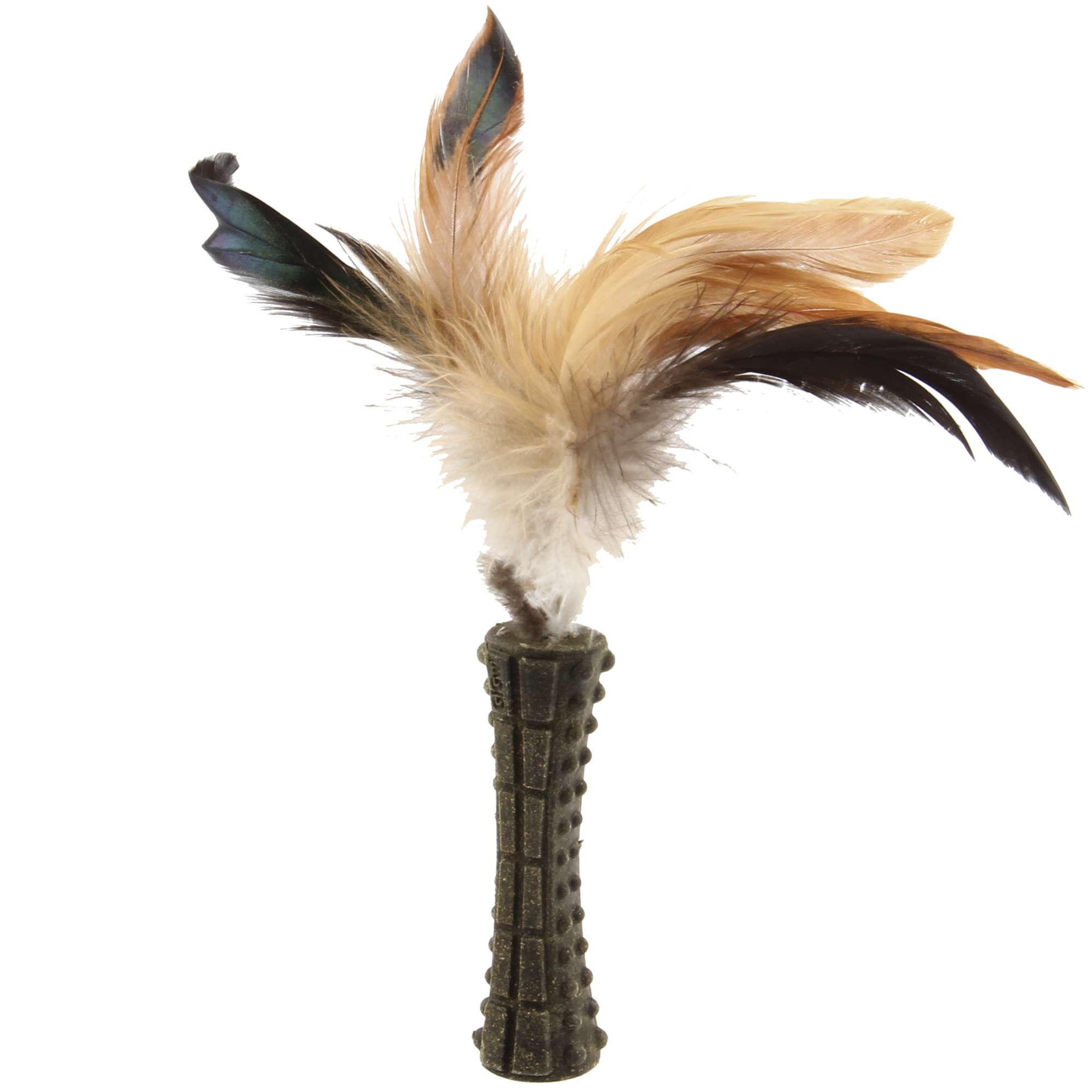 Johnny Stick pluma natural marrón con hierba gatera GiGwi