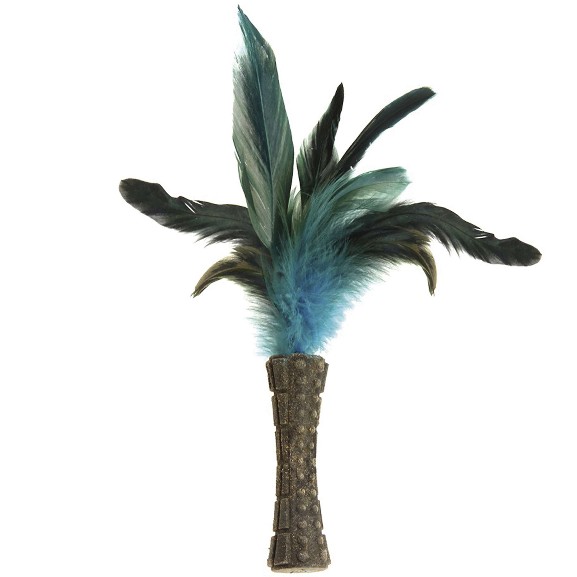 Johnny Stick pluma natural azul con hierba gatera GiGwi