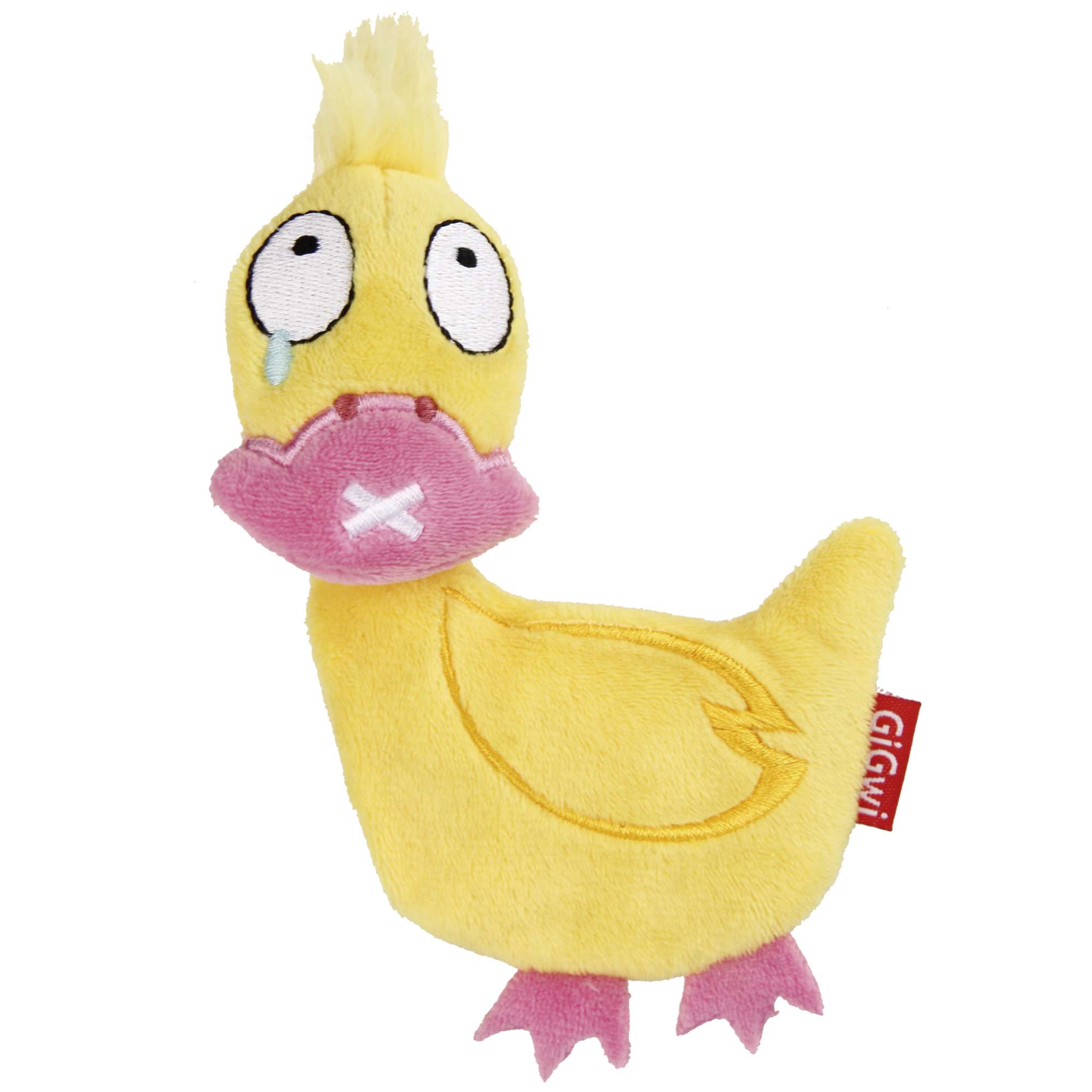 Juguete pato con hierba gatera y hojas de silver vine rellenable GiGwi