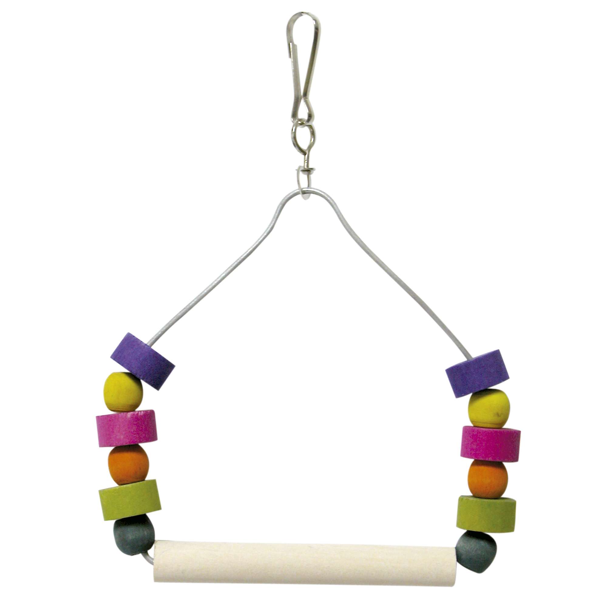 Juguete con columpio y cuentas de colores para pájaros