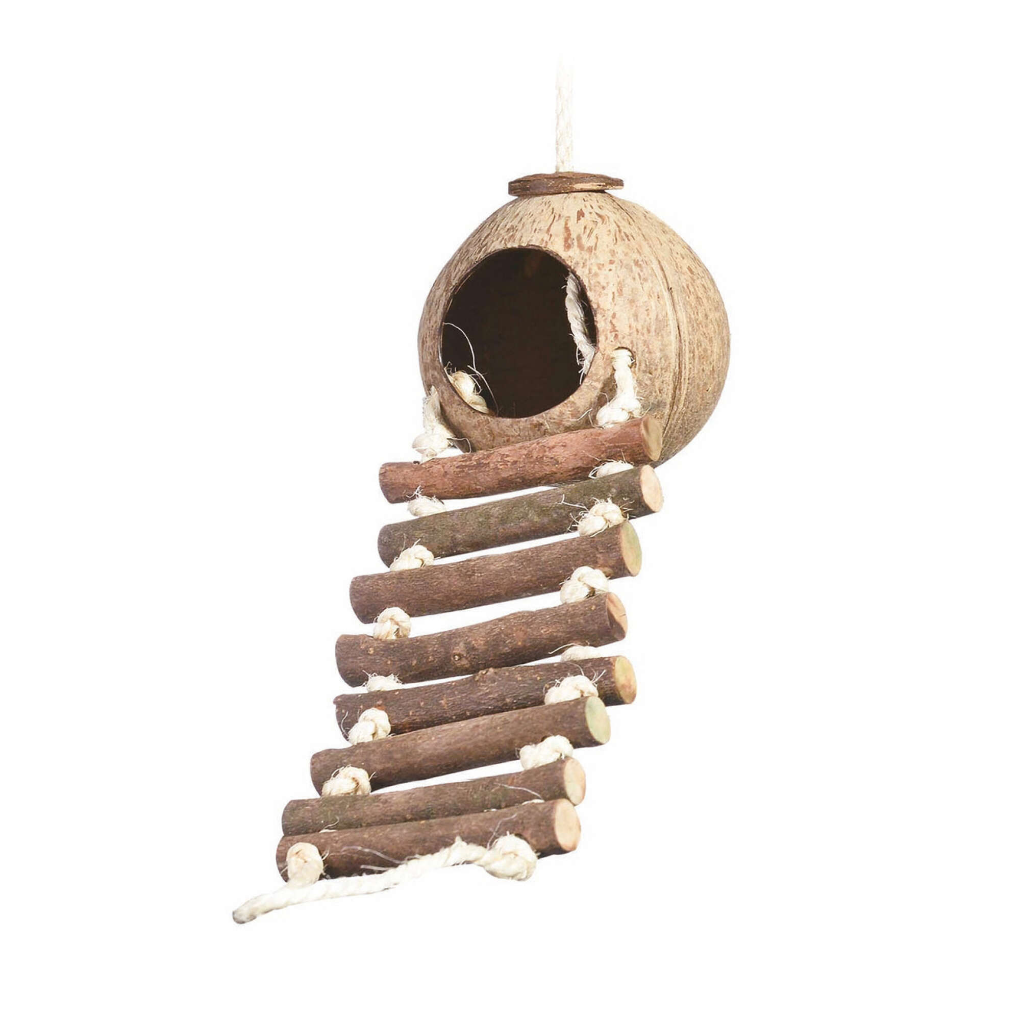 Juguete coco y escaleras para pájaros