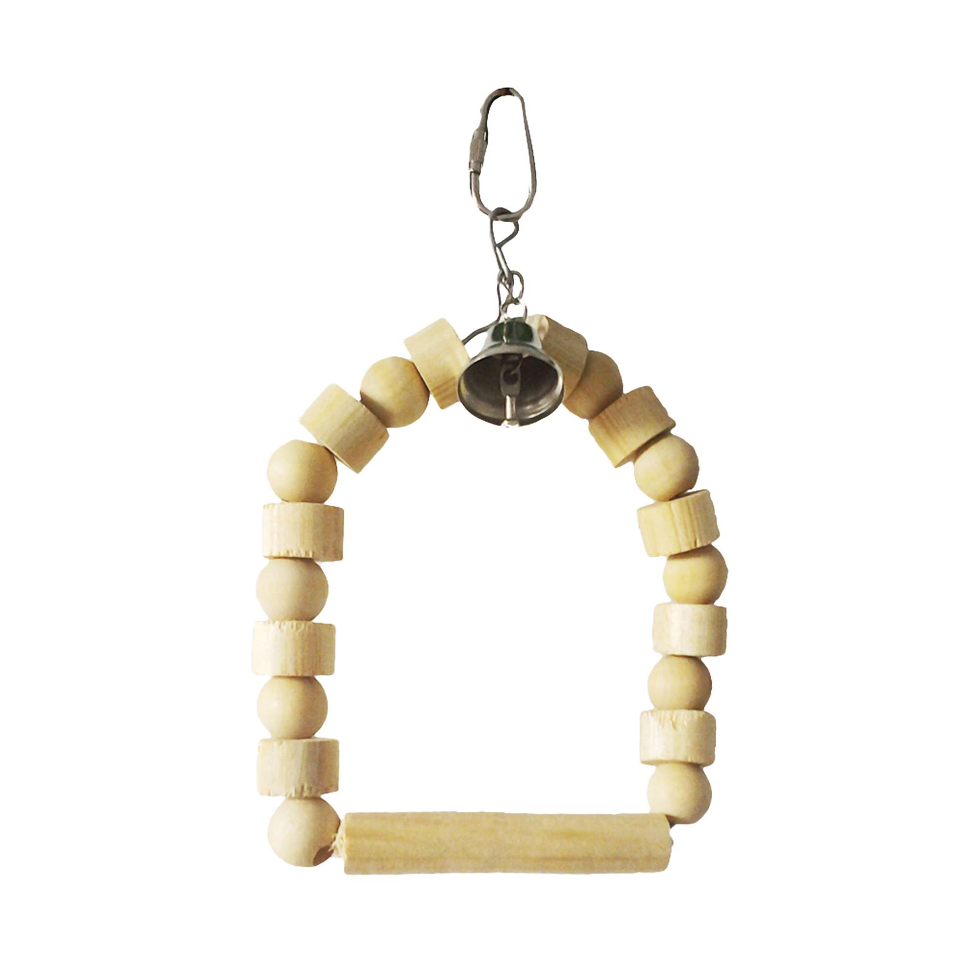 Juguete de madera natural con columpio para pájaros