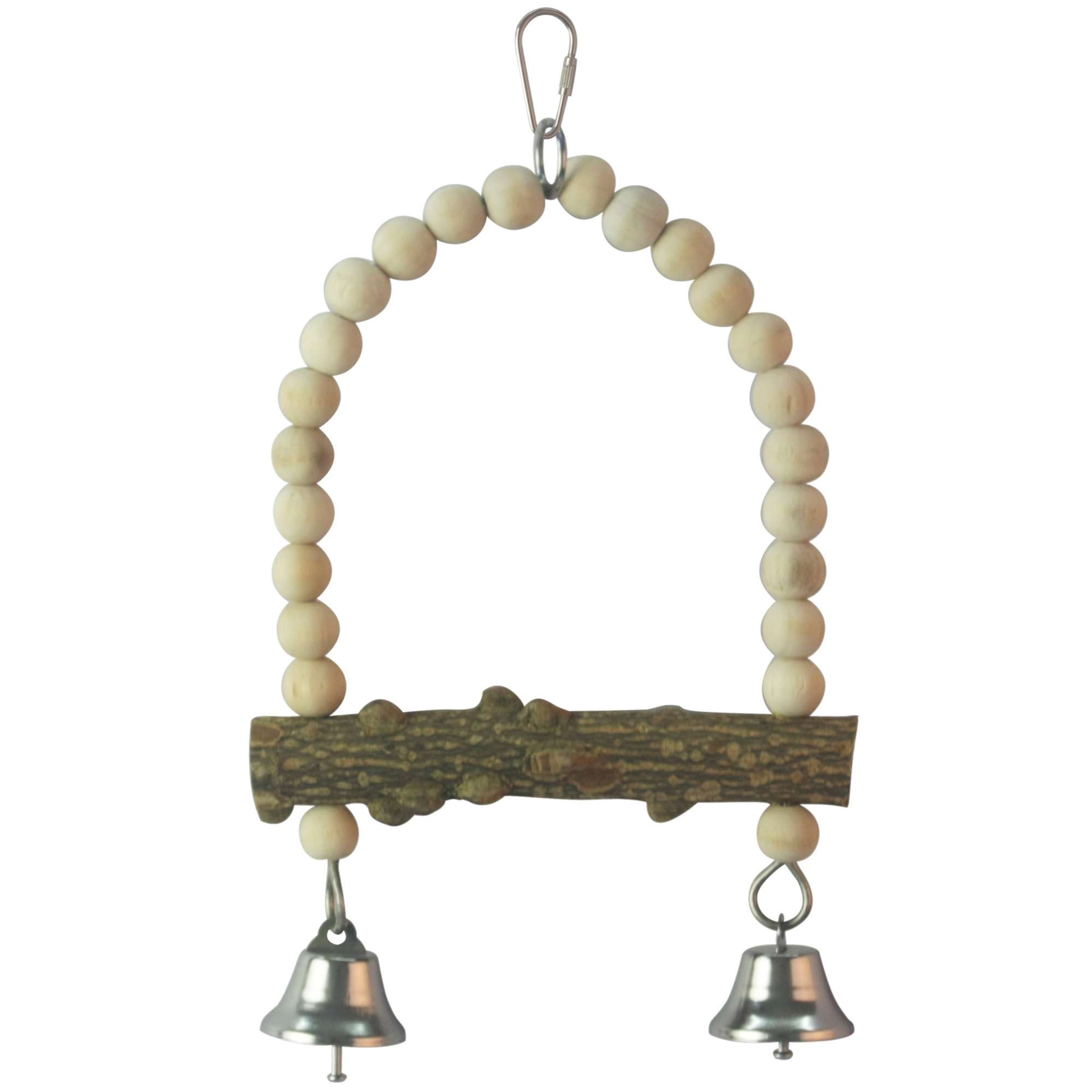 Juguete de madera natural con campanas para pájaros