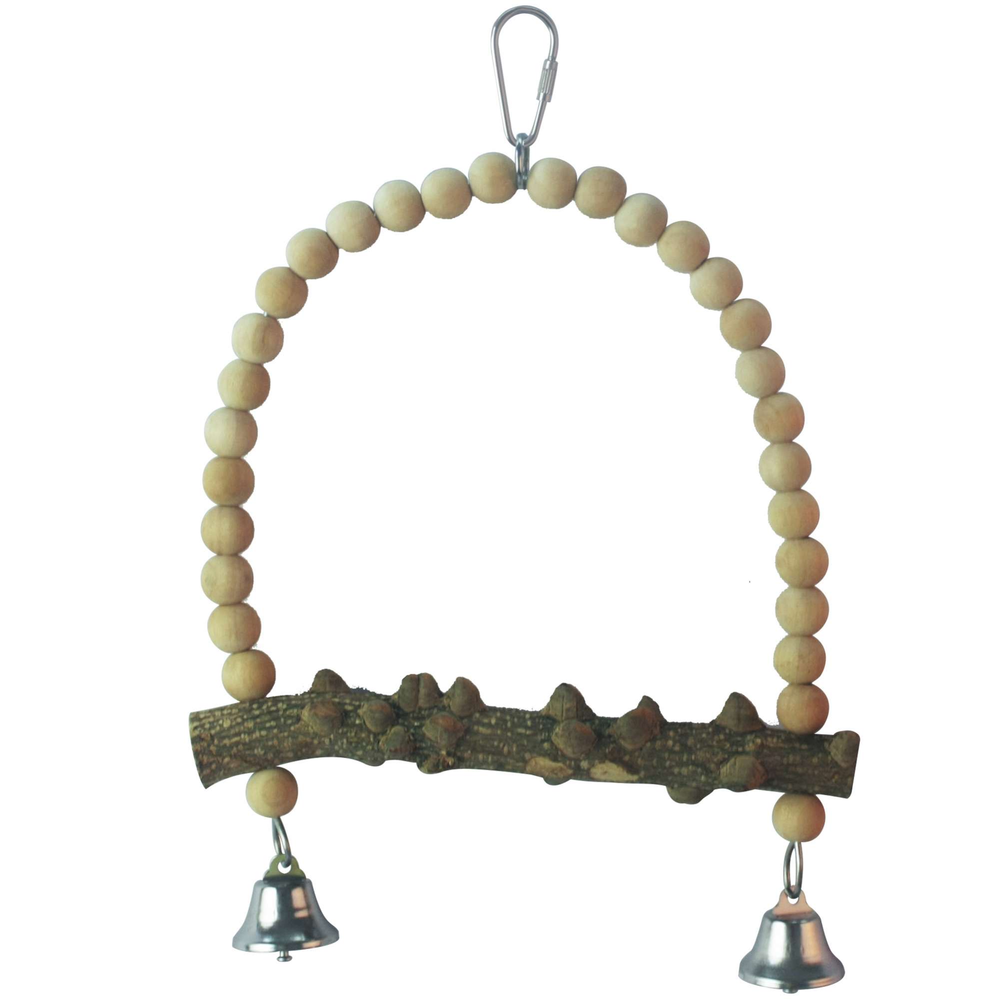 Juguete de madera natural con campanas para pájaros