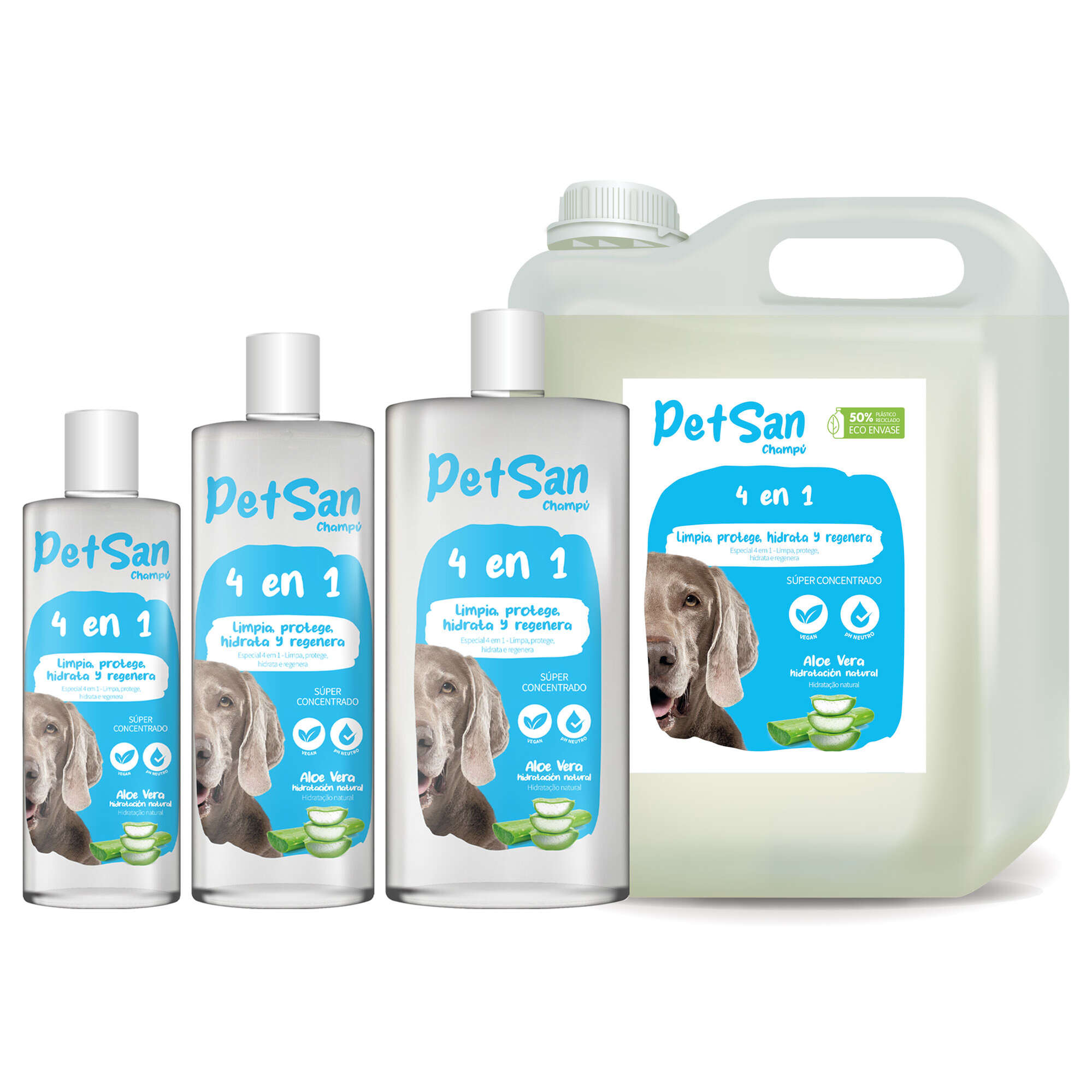 Champú 4 en 1 con Aloe Vera para perros PetSan