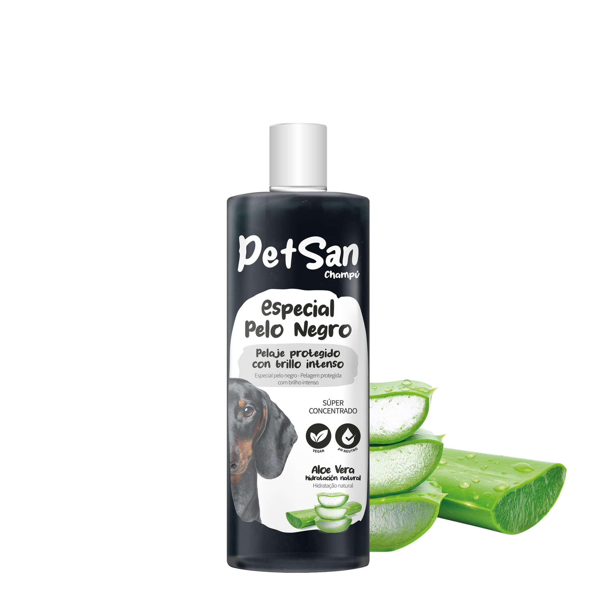 Champú especial pelo negro con Aloe Vera para perros PetSan