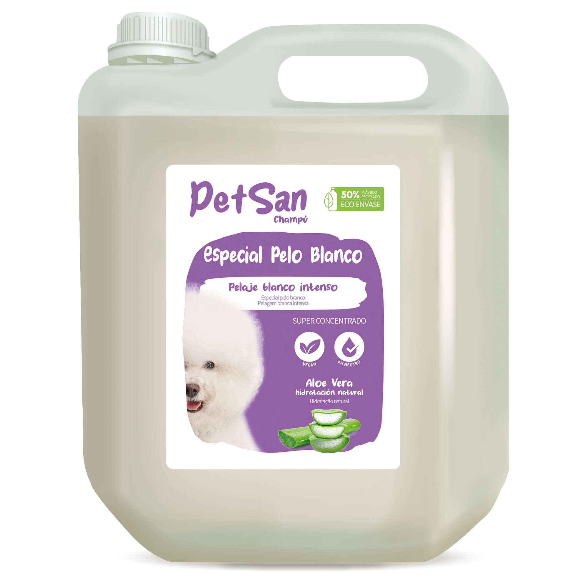 Champú especial pelo blanco con Aloe Vera para perros PetSan