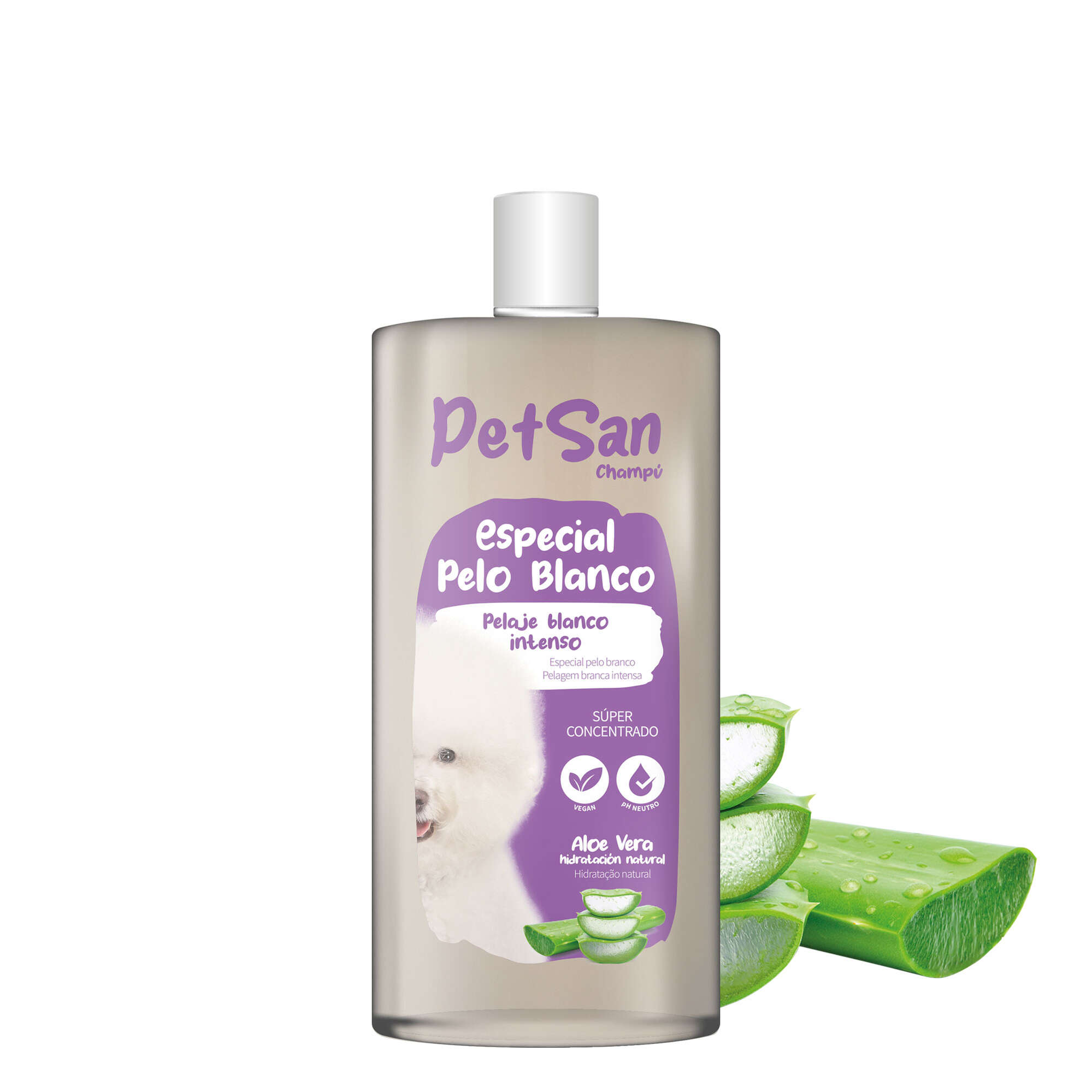 Champú especial pelo blanco con Aloe Vera para perros PetSan