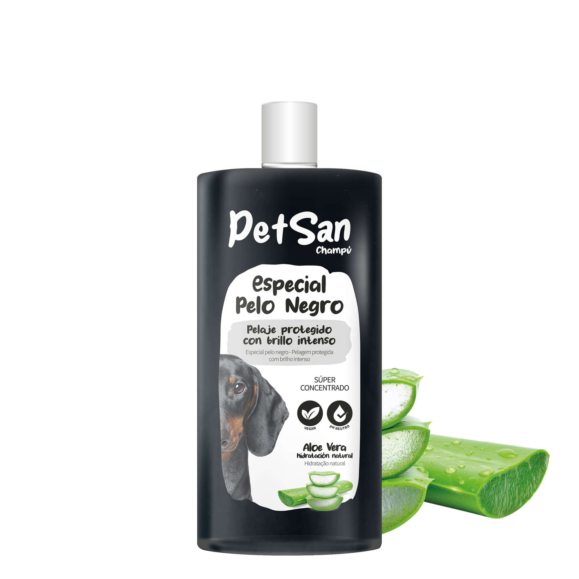 Champú especial pelo negro con Aloe Vera para perros PetSan