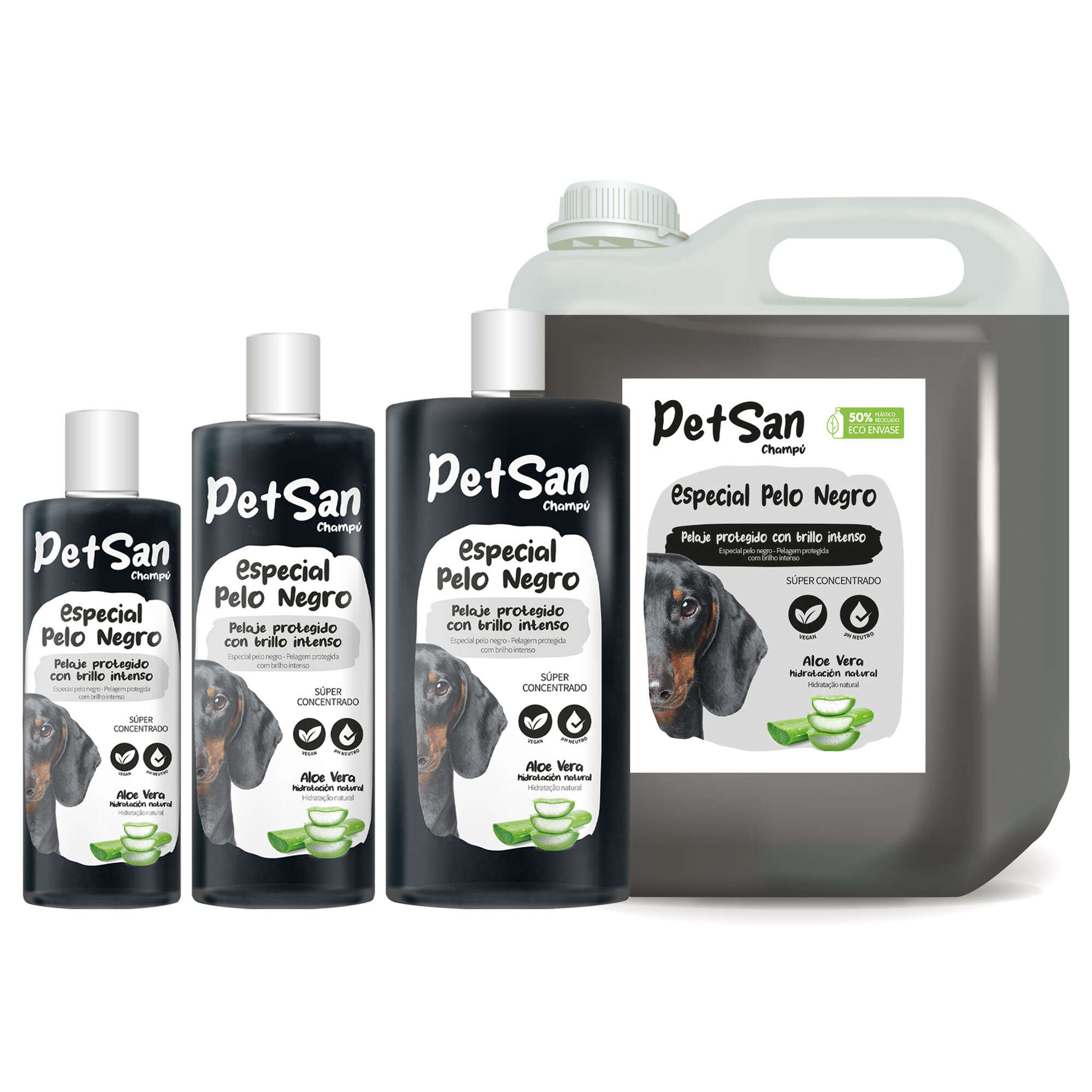 Champú especial pelo negro con Aloe Vera para perros PetSan