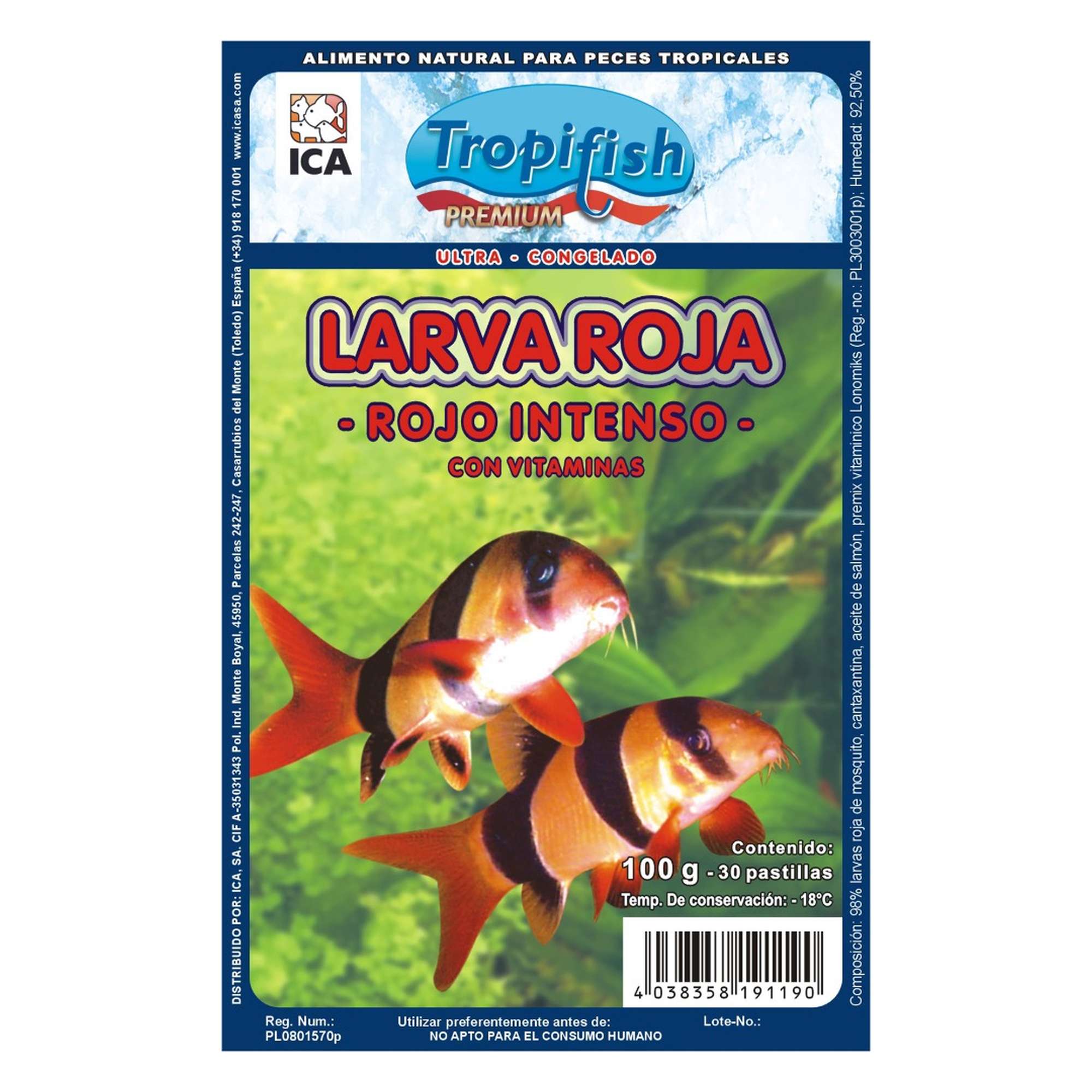 Larva roja rojo intenso de Tropifish PREMIUM