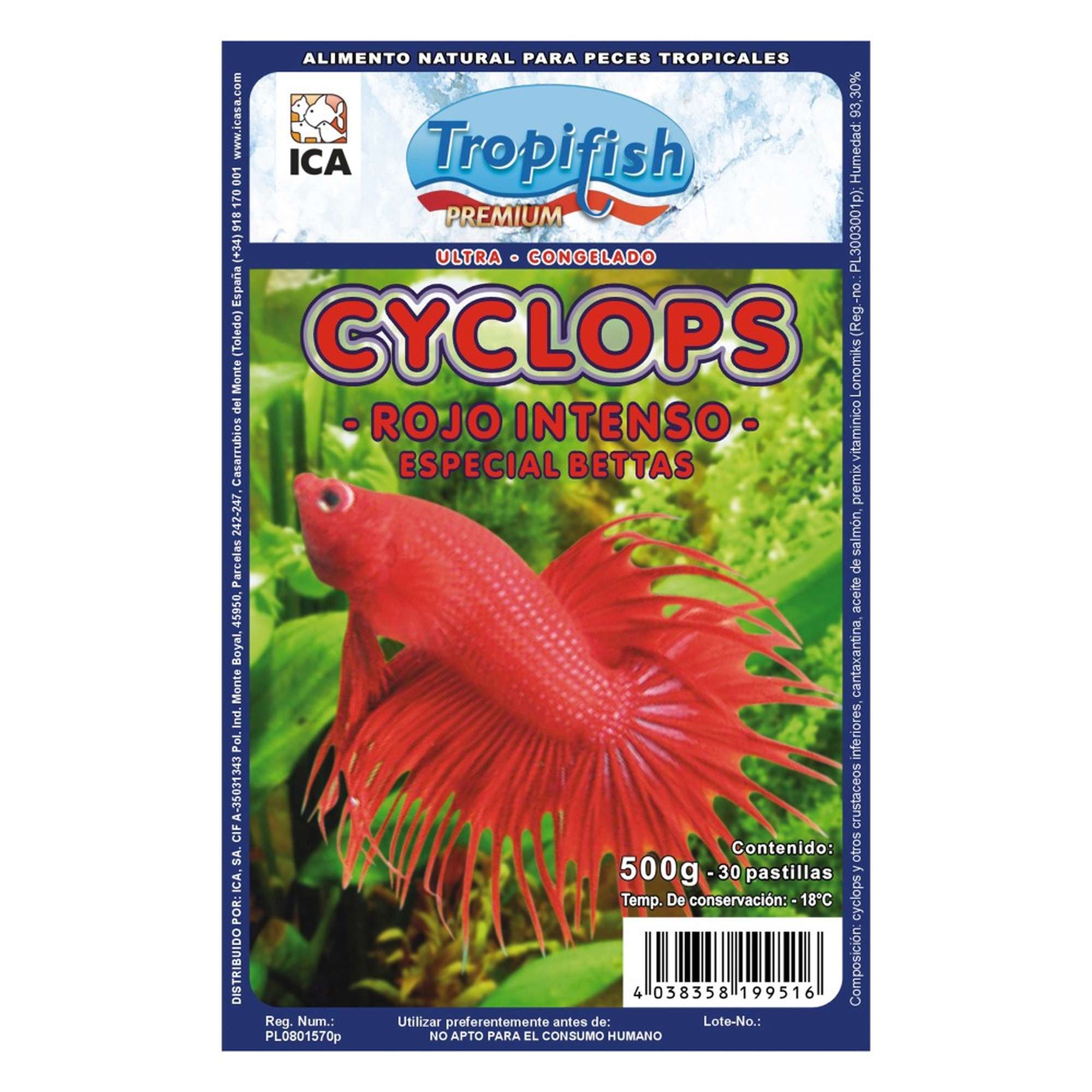 Cyclops rojo intenso especial bettas de Tropifish PREMIUM