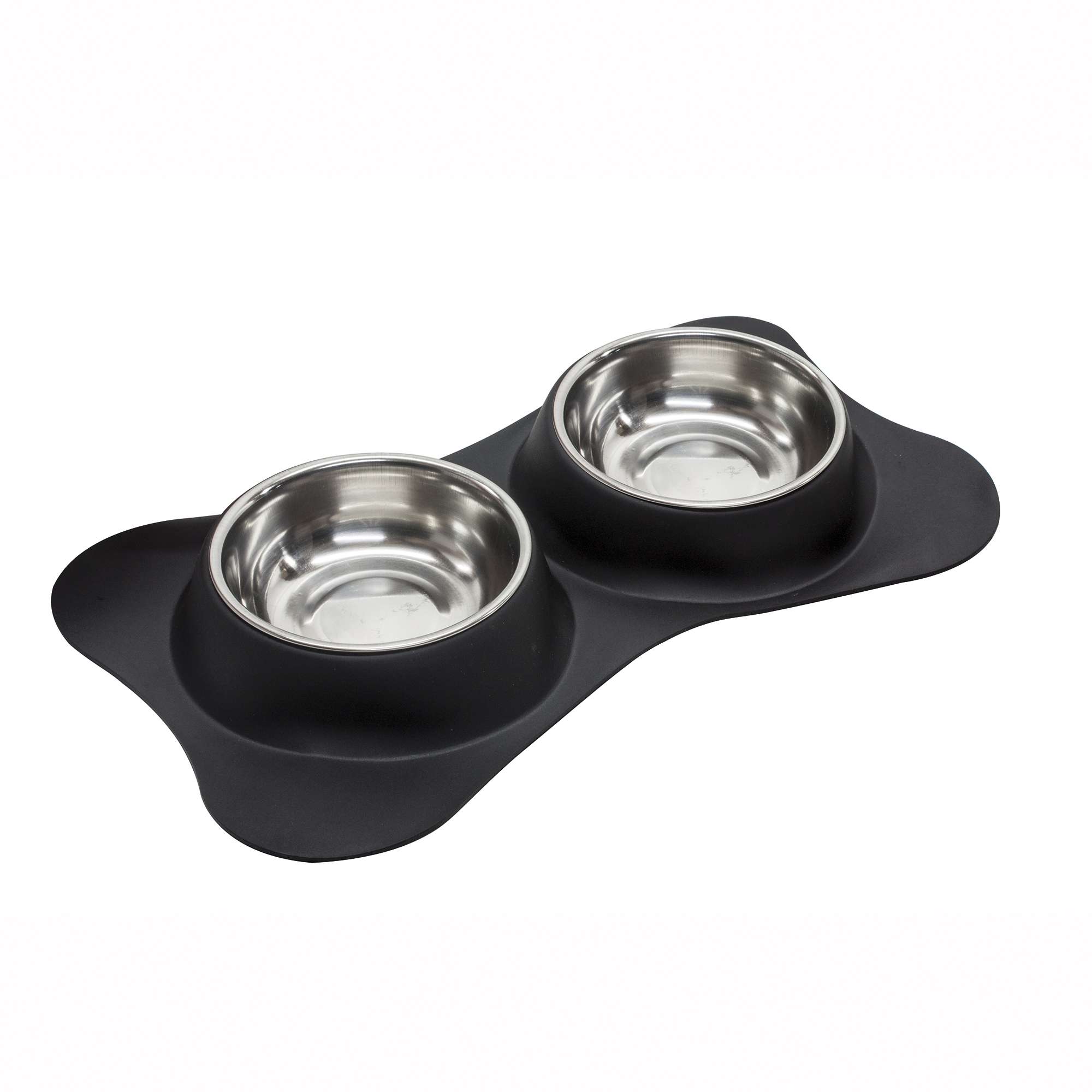 Comedero doble de acero inoxidable Negro King