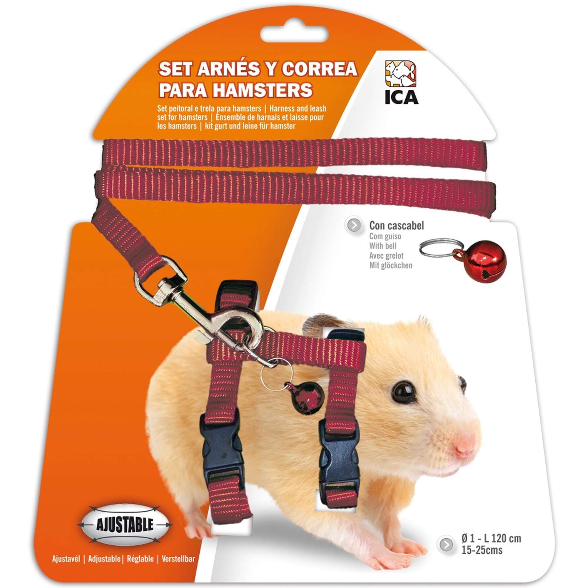 Set de arnés y correa rojo para hámster