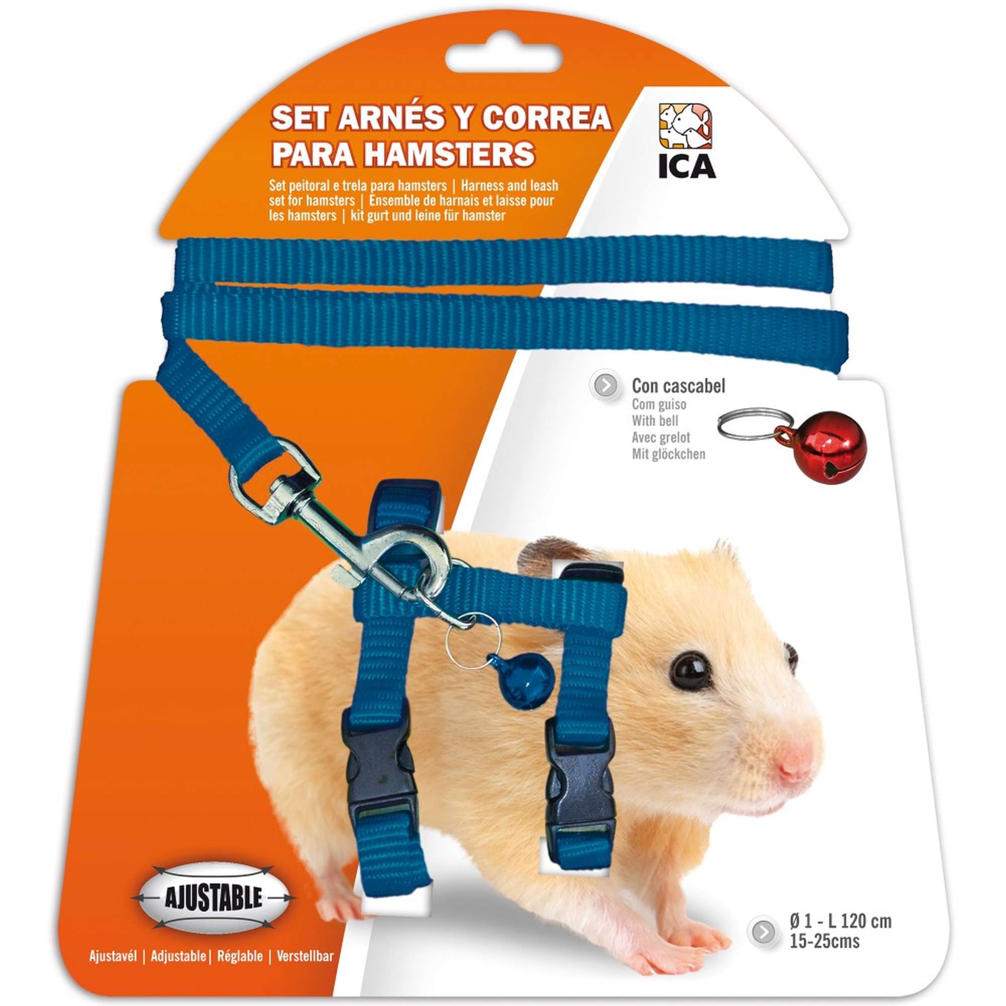 Set de arnés y correa azul para hámster