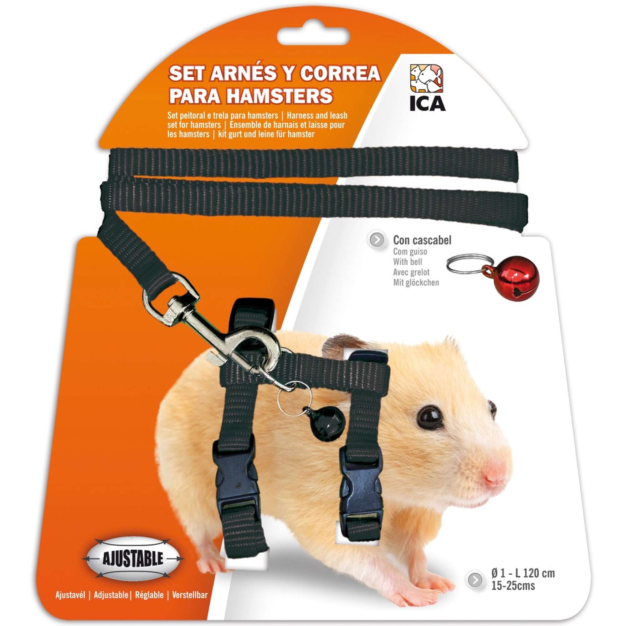 Set de arnés y correa negro para hámster
