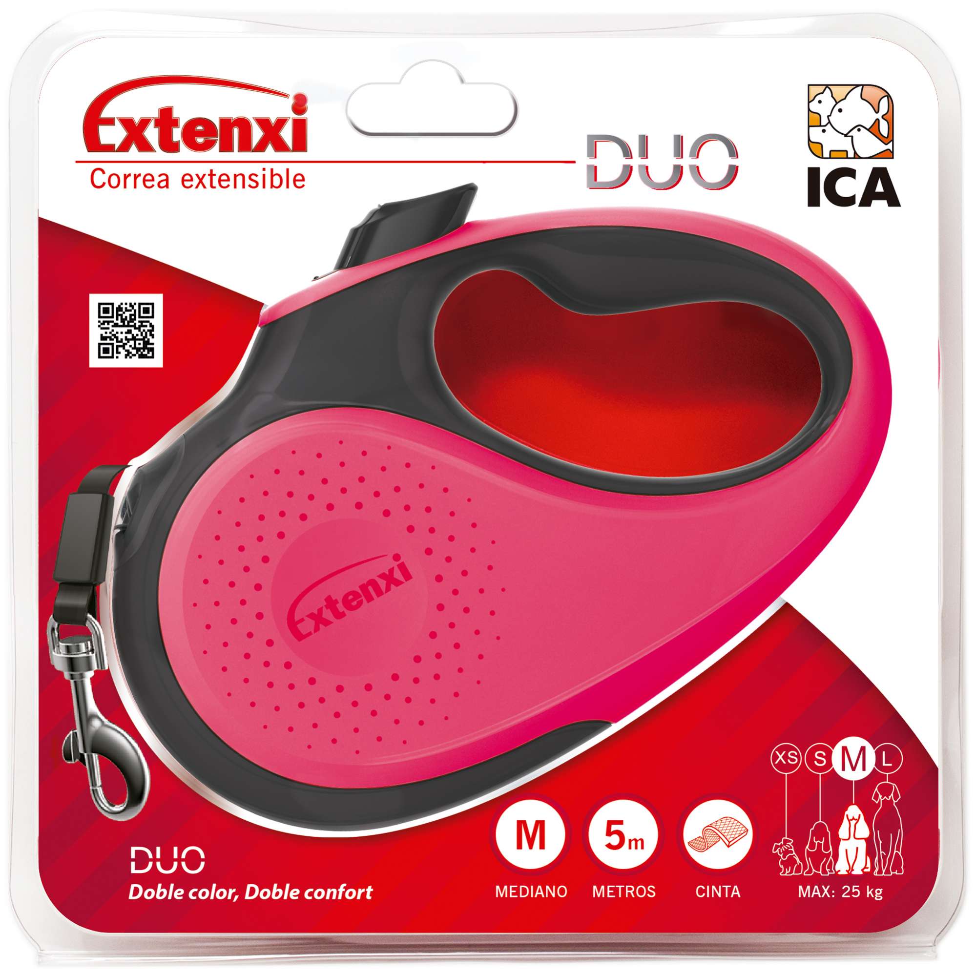 Correa extensible rojo-coral EXTENXI DUO