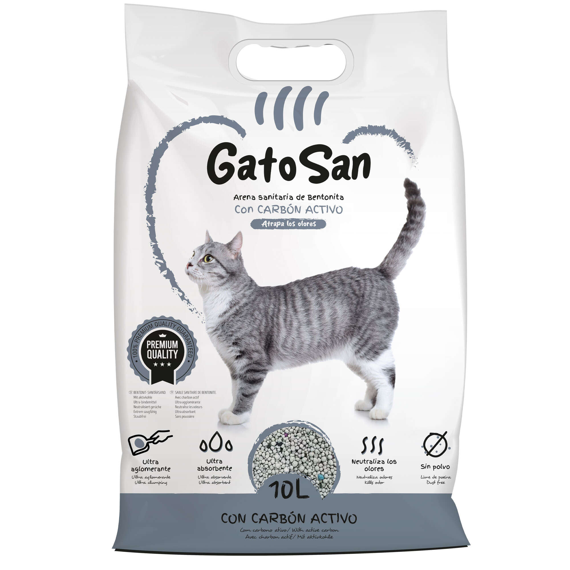 Arena sanitaria de bentonita GatoSan con carbón activado