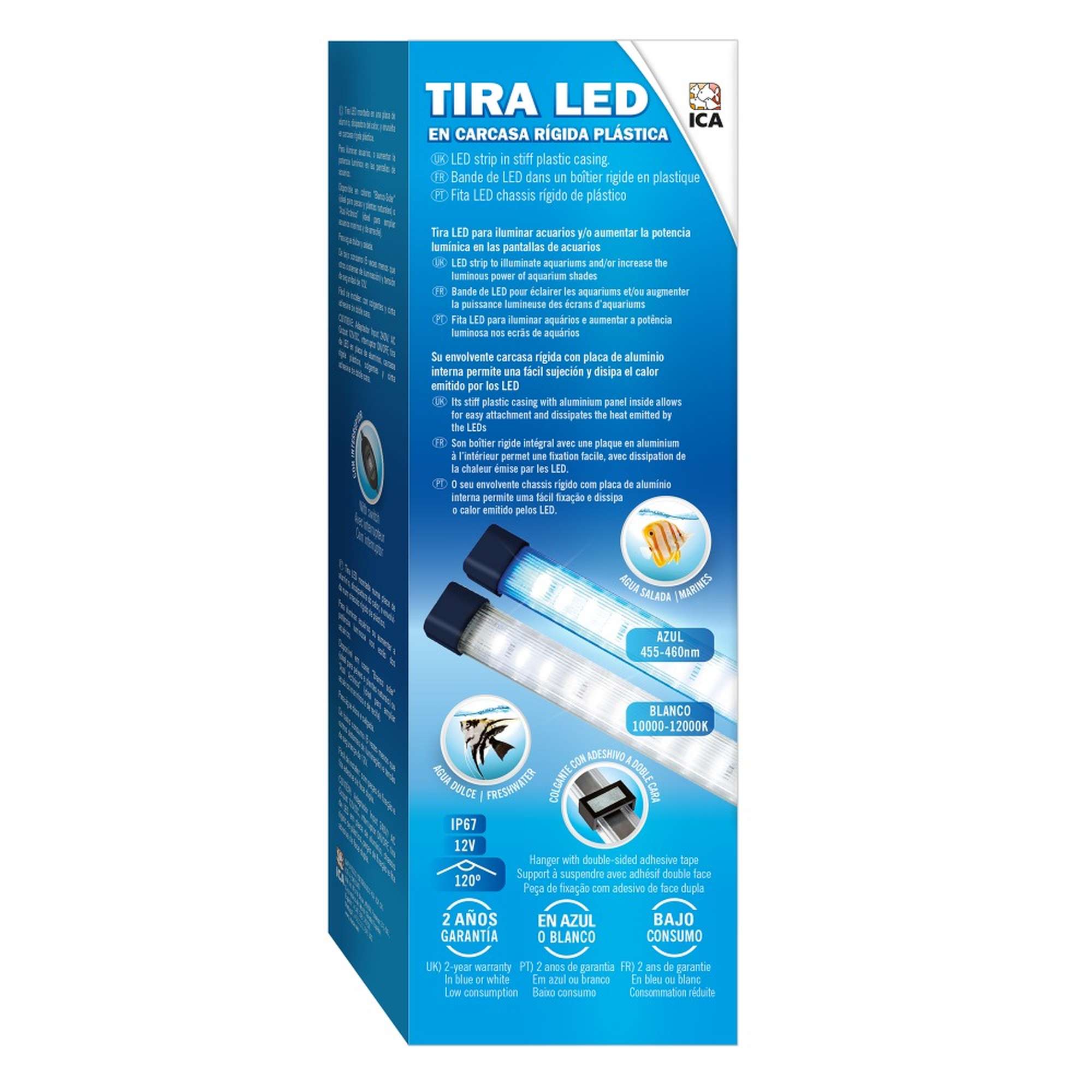 Tira LED azul con carcasa rígida plástica