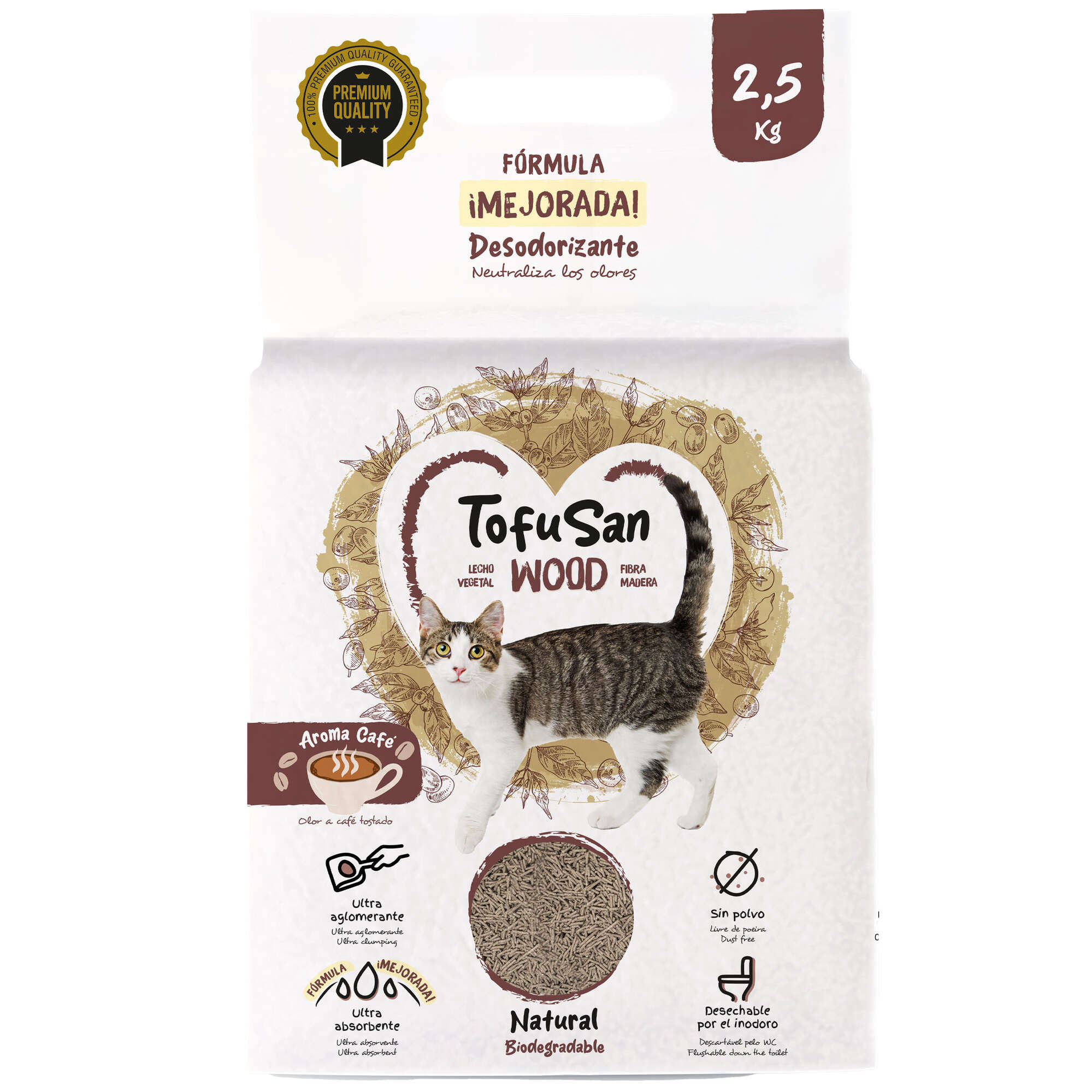 Lecho vegetal de fibra de madera TofuSan WOOD