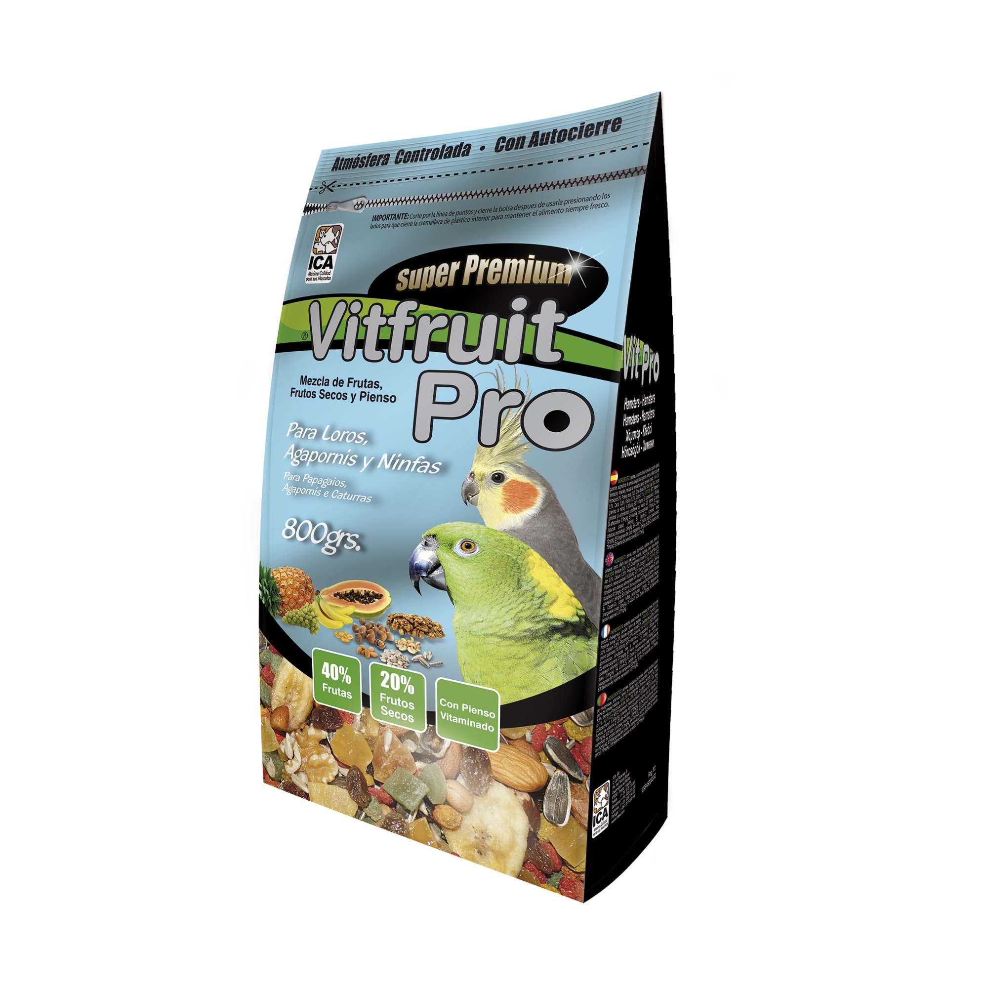 Alimento para Loros, Agapornis y Ninfas VitFruit Pro en bolsa