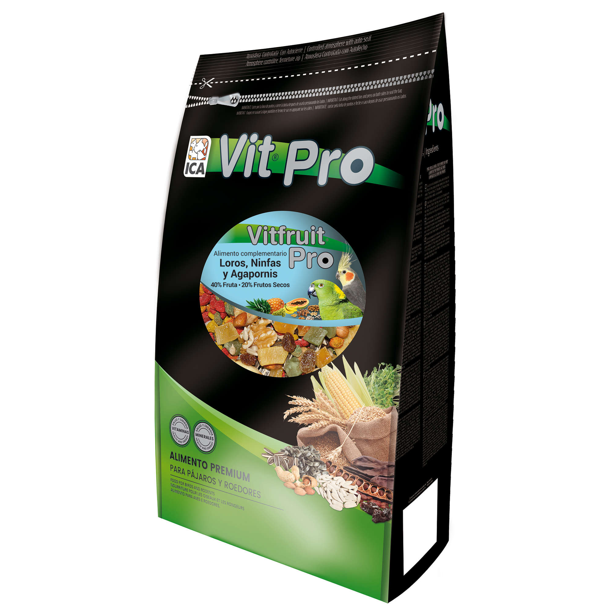 Alimento para Loros, Agapornis y Ninfas VitFruit Pro en bolsa