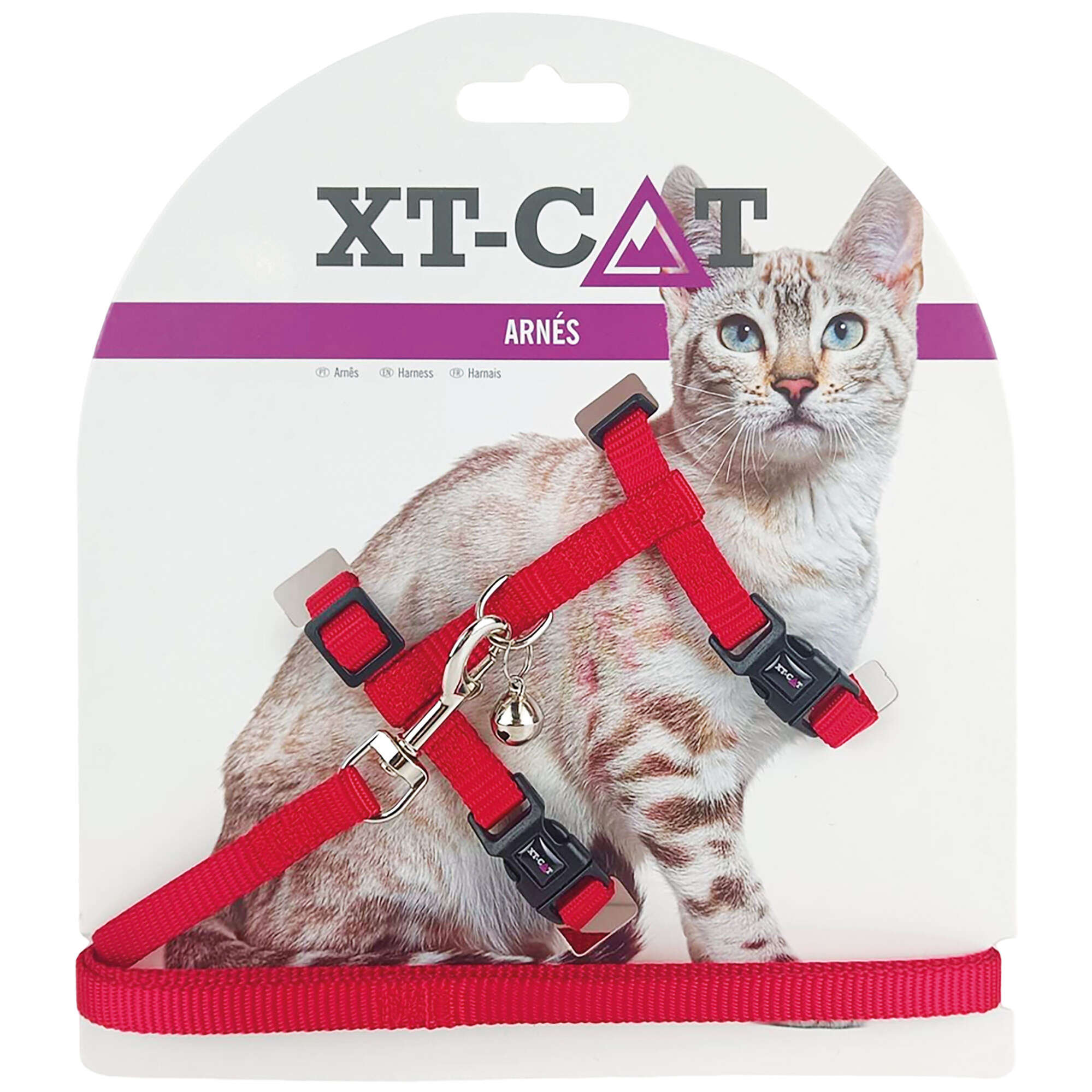 Set de arnés y correa roja XT-CAT